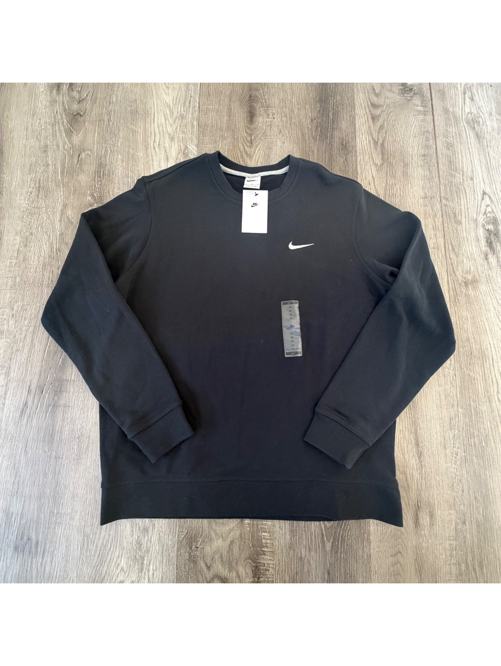 New Men's Black Nike Club Fleece Crew sweatshirt Size XL